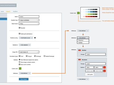 Coordinate Settings annotation app product samahub settings ui ux web wireflow wireframe