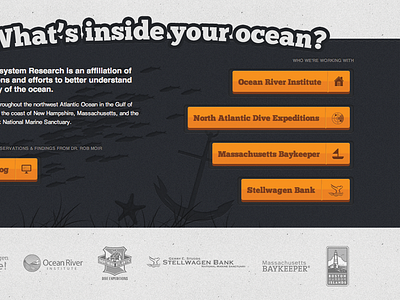 Ocean Ecosystem Research Landing Page boston ecosystem environmental interface landing page ocean photoshop science splash page web web design