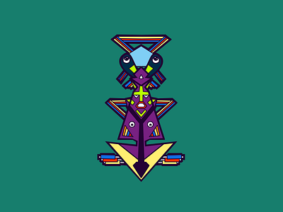 Totem design flat illustration logo rainbow