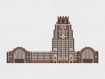 Buffalo Central Terminal architecture buffalo buffalo ny building illustrator pixel pixel art vector