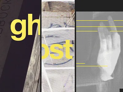 Grunge Experiment 6 90s fun ghost hand helvetica photos texture yellow