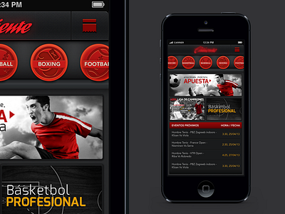 Home screen for betting app app bet black ios iphone mobile red sports ui ux