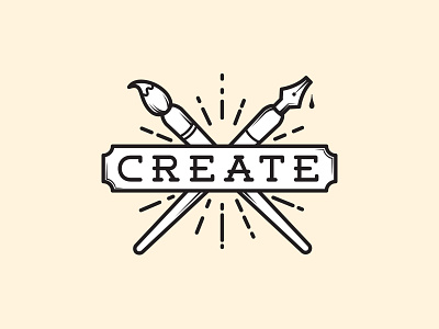 Create badge create flat line paintbrush pen weston