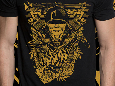 The Artistic German Soldier T-shirt design german soldier gold flower gold rose gold tshirt t shirt t shirt illustration tshirt tshirt illustration vector t shirt