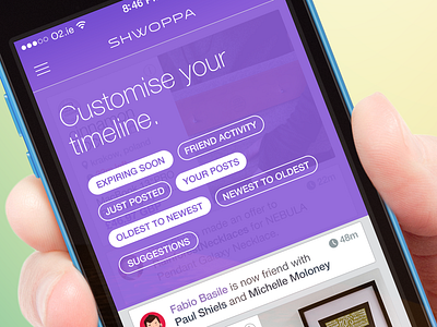 Shwoppa - shopping reinvented animated design flat gif ios ios 7 pan profile timeline ui