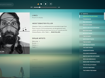 Radio Station Selector creative design interface music music player pandora player ui ux web web design website