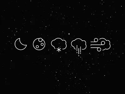 Winter`s coming... icon monogram moon pictograms rain set snow stroke weather wind windy winter