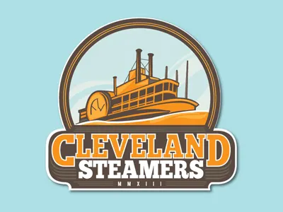 Steamer branding cleveland flat fun vector