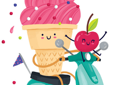 Sweet Ride dessert food ice cream illustration vespa whimsical