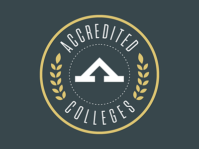 Accredited Colleges Logo arrow circle college gold green laurel logo school tungsten university