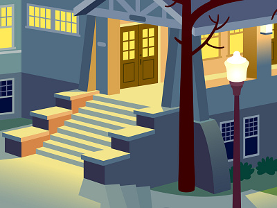 Community House - WIP #6 architecture boulder building illustration sidewalk steps vector windows