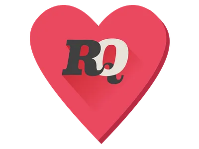 RoQ Sticker heart long shadow quality sticker typography