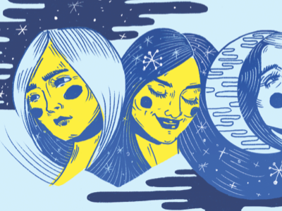 Galactic Ladies expressive faces girls illustration photoshop space stars