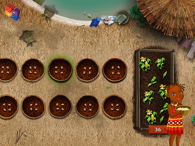 Mancala dashboard game edutainment tablet App :) africa app corn dance educational edutainment fire game illustration mancala play tablet