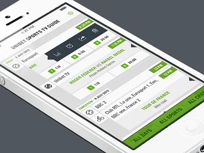 Unibet sports TV guide - Dashboard app bet betting betting app clean design sports tv tv guide wireframe wireframing