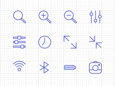 Thin Icon Set battery camera icon iphone mobile search set thin ui wifi
