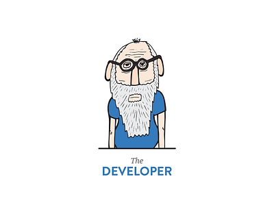 The Developer blue concept developer glasses illustration man old