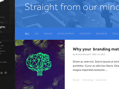 Thoughts - blog agency blog branding clean flat grid mighty thoughts