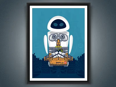 Directive, a WALL-E Screen Print blue disney eve illustraition movie poster pixar poster print robot screen print wall e