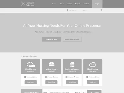 xHost Wireframe design hosting ui web wireframe