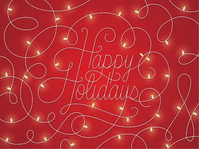Happy Holidays card christmas christmas lights holidays script swash swirl type