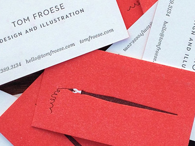 Letterpress Business Cards business cards canada card everlovin press illustration ink letterpress nib pantone warm red pen stationery