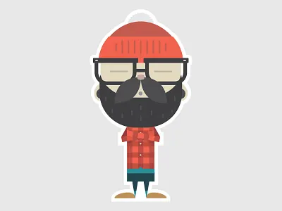 Hipster Santa 2 beard character christmas flannel flat glasses hipster paperdoll santa vector