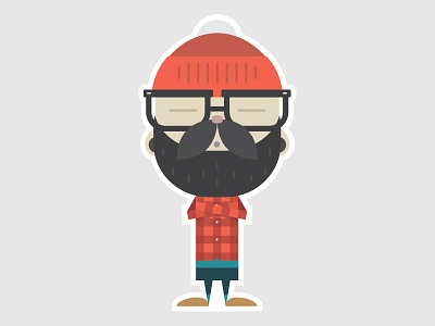 Hipster Santa 2 beard character christmas flannel flat glasses hipster paperdoll santa vector