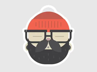 Hipster Santa Head beard character christmas flannel flat glasses hipster paperdoll santa vector