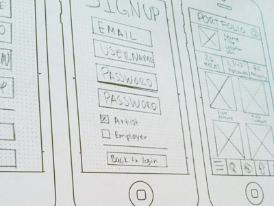 ARTTY Sketches app iphone mobile mock processwork rough sketches up wireframes