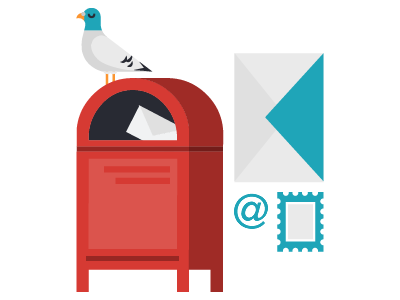 Contact at box contact email letter pigeon post