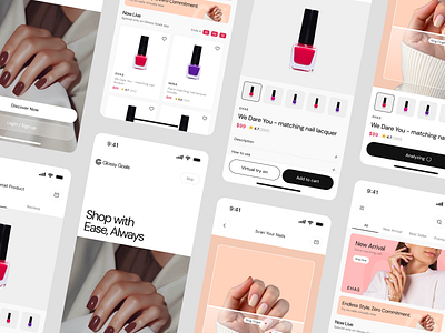 Nail Polish Virtual Try on App app app design beauty clean design ecommerce nail nail art polish shop try on ui virtual