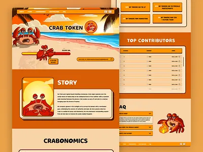 Meme Coin - CRAB TOKEN coin crab crypto design doge landing page meme meme coin landing page meme coin templet memechain memecoin memetoken meme website nasduck pepe token trump ui web3 website