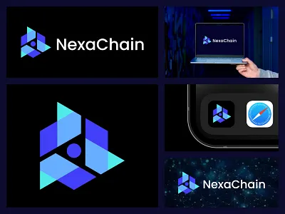 NexaChain logo design, logo, logo design abstract logo ai app icon bitcoin blockchain blockchain technology branding chain crypto crypto currency cryptocurrency ethereum hexagon logo logo logo identity logos nexachain software logo technology logo web3