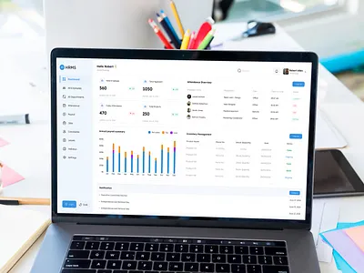 (HRMS)Human Resource Management System- Dashboard attendence candidates chart dashboard design employee management holidays hr hr dashboard hrms jobs leave leave management notification payroll ui ux