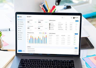 (HRMS)Human Resource Management System- Dashboard attendence candidates chart dashboard design employee management holidays hr hr dashboard hrms jobs leave leave management notification payroll ui ux