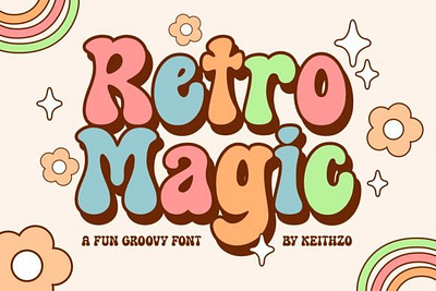 Retro Magic font hand lettering retro font vintage font