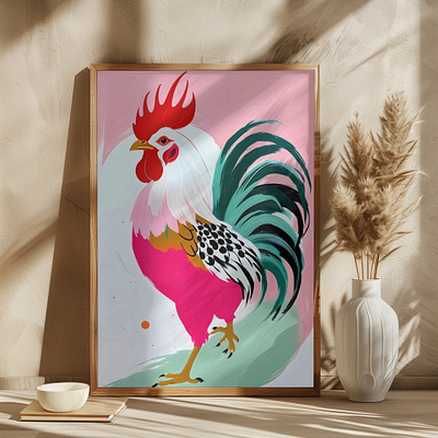 Rooster boho graphic design