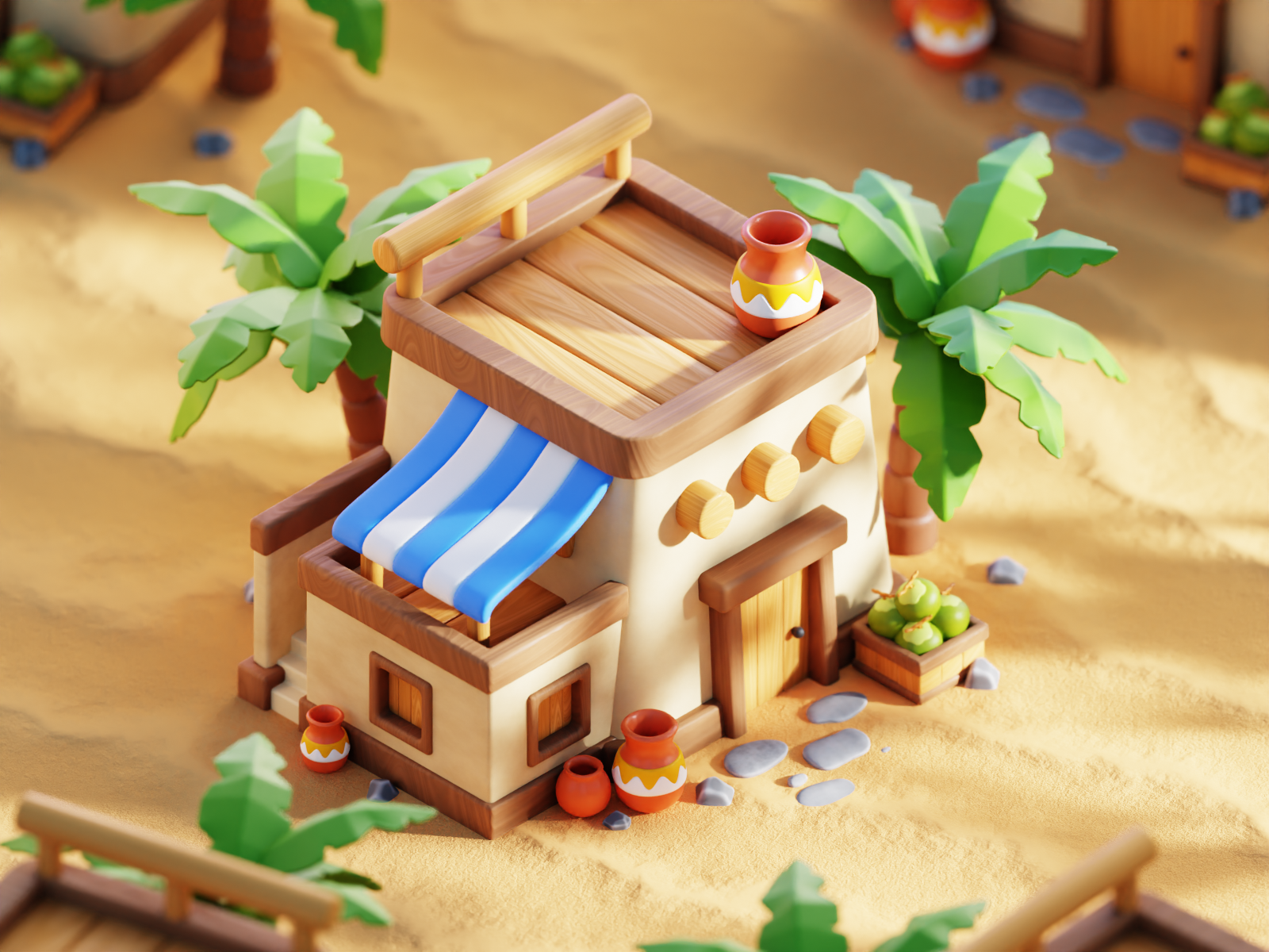 Example of 3D Stylized Game Assets Isometric