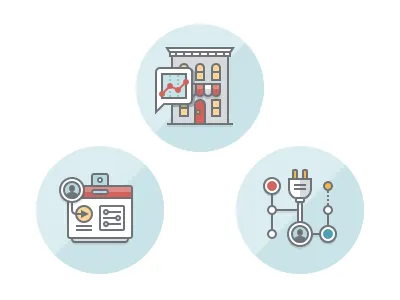 Welcome Email Icons blue email icons illustration line art muted real estate red yellow