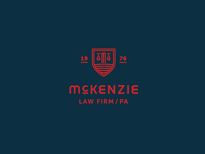 McKenzie Law Firm Logo crest law firm lawyer logo m scales of justice shield