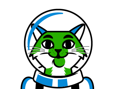 momentarily in a new (head) space astronaut cat illustration mascot sci fi space