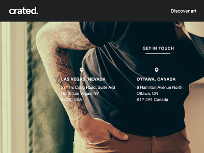 Crated - Get in touch art canada contact crated landing masthead