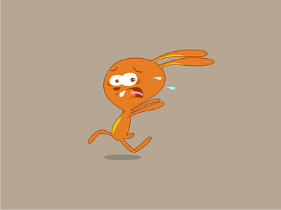 running scared bunny character mascot orange rabbit run running scare scared