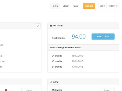 User dashboard clean credits dashboard minimal simple