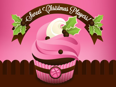 Xmas 2013 brown chocolate christmas cream cupcake dribbble greeting holidays holly illustration pink sweet