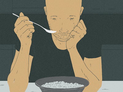 Porridge illustration man mood porridge spoon tired wip