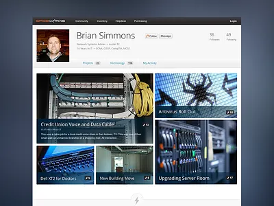 Portfolio Network for IT Pros application community portfolio profile projects social network technology ui user web