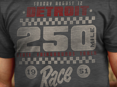 Detroit 250 illustrator nascar photoshop racing screenprint tee design texture vintage