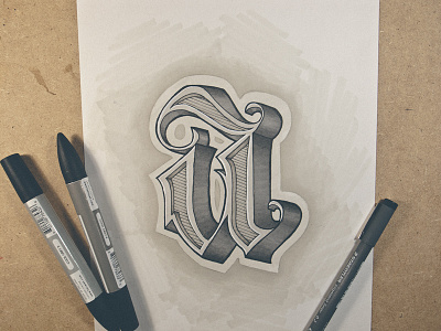 Fraktur Lettering Study blackletter fraktur gothic greyscale handlettering letraset letter lettering markers promarkers typography